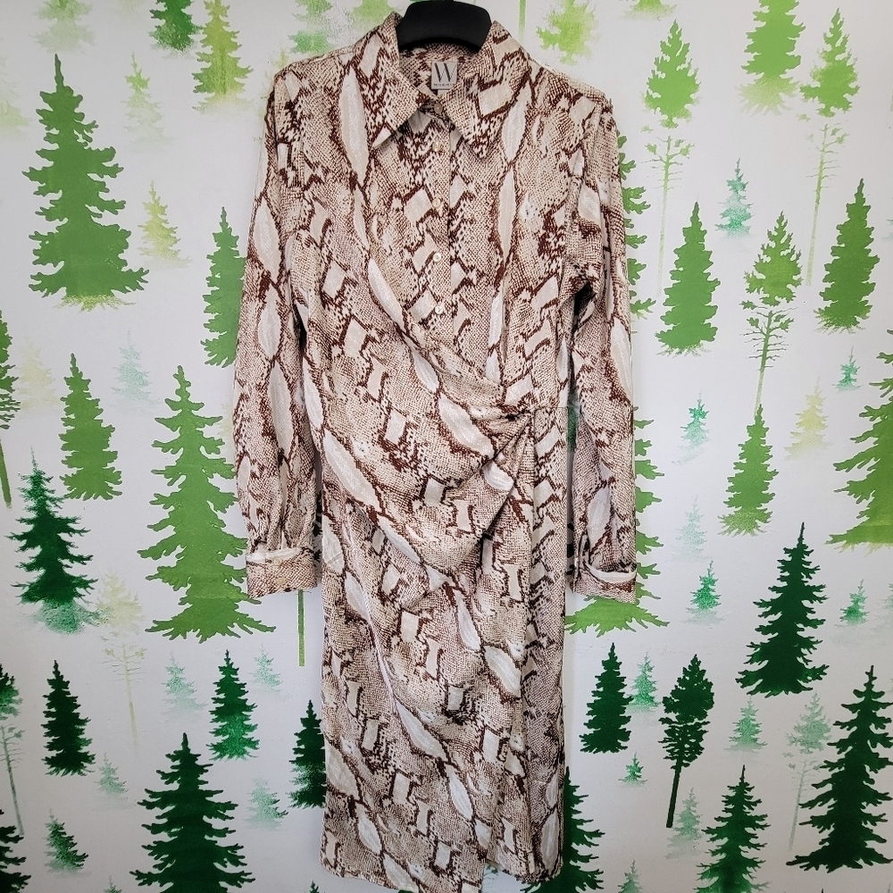 New Worthington Snake Print Faux Wrap Dress.